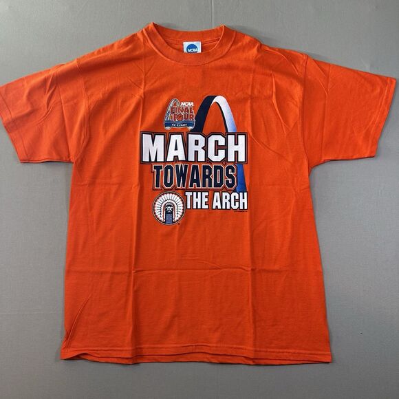 NWT VINTAGE MARCH MADNESS Fighting Illini 2005 2X TShirt March Towards The Arch - Picture 1 of 6